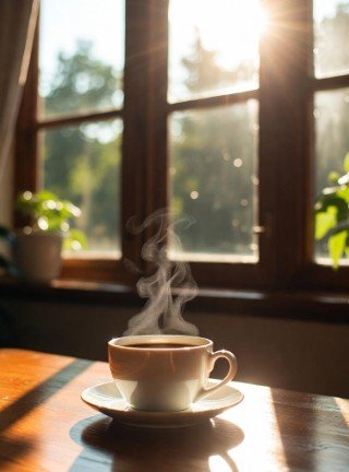 Good morning with coffee and sunshine3