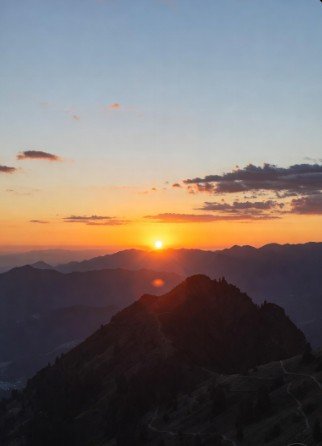 Beautiful sunrise over mountain landscape