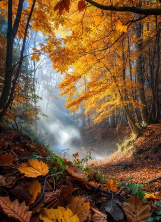 Crisp autumn morning nature view