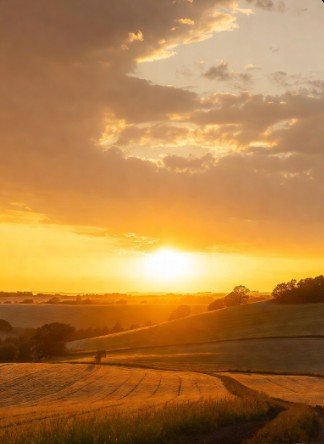 Peaceful countryside sunrise photography