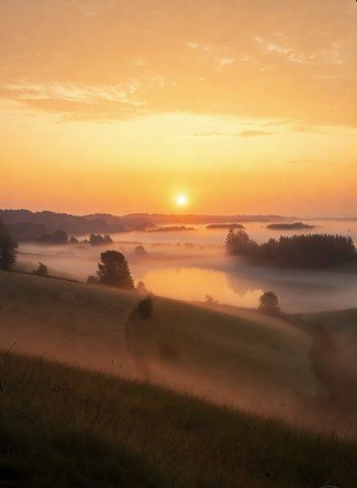 Peaceful countryside sunrise photography