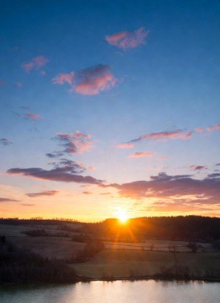 Peaceful countryside sunrise photography