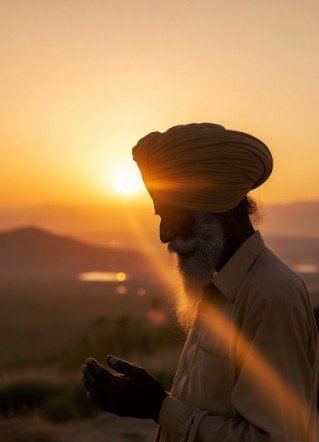 Elder Sikh Man Praying at Sunrise2