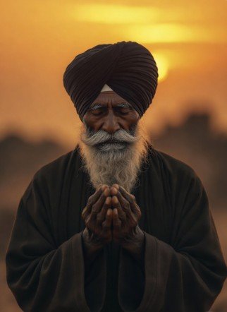 Elder Sikh Man Praying at Sunrise4
