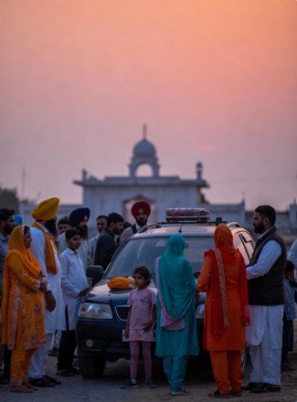 Punjabi Family Heading to Gurudwara at Dawn