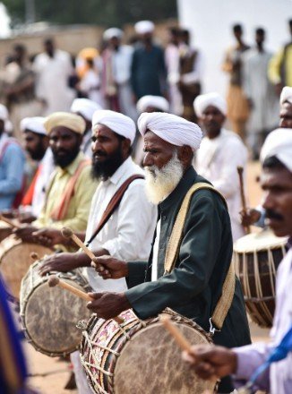Traditional Drummers Welcoming Baisakhi Day1
