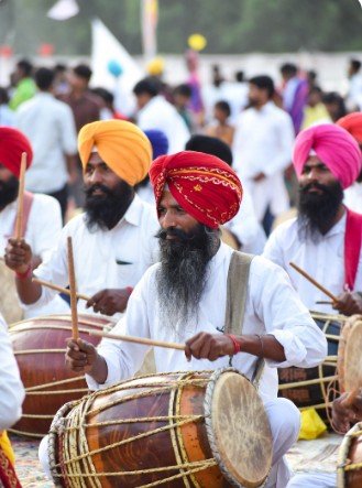 Traditional Drummers Welcoming Baisakhi Day3