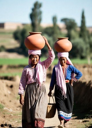 Women in Traditional Dress Carrying Pots2